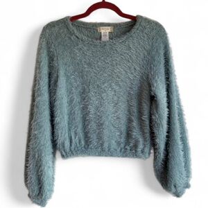 Altar'd State Green Fuzzy Crop Sweater Size XS